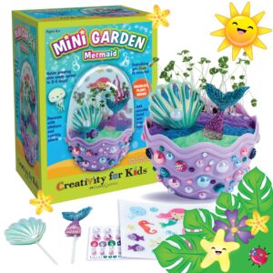 creativity for kids mini garden mermaid terrarium kit - crafts and gifts for girls ages 6-8+, stocking stuffers