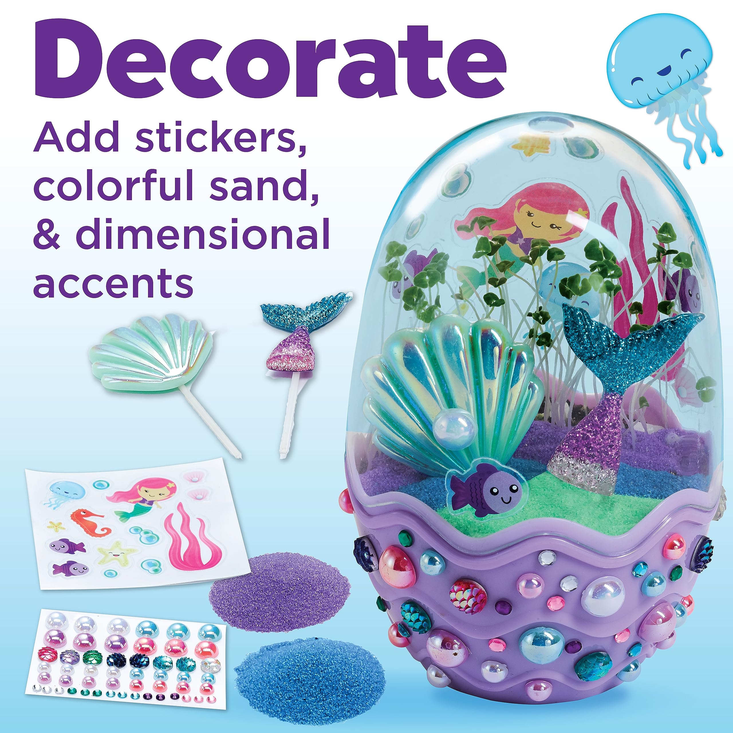 Creativity for Kids Mini Garden Mermaid Terrarium Kit - Crafts and Gifts for Girls Ages 6-8+, Stocking Stuffers