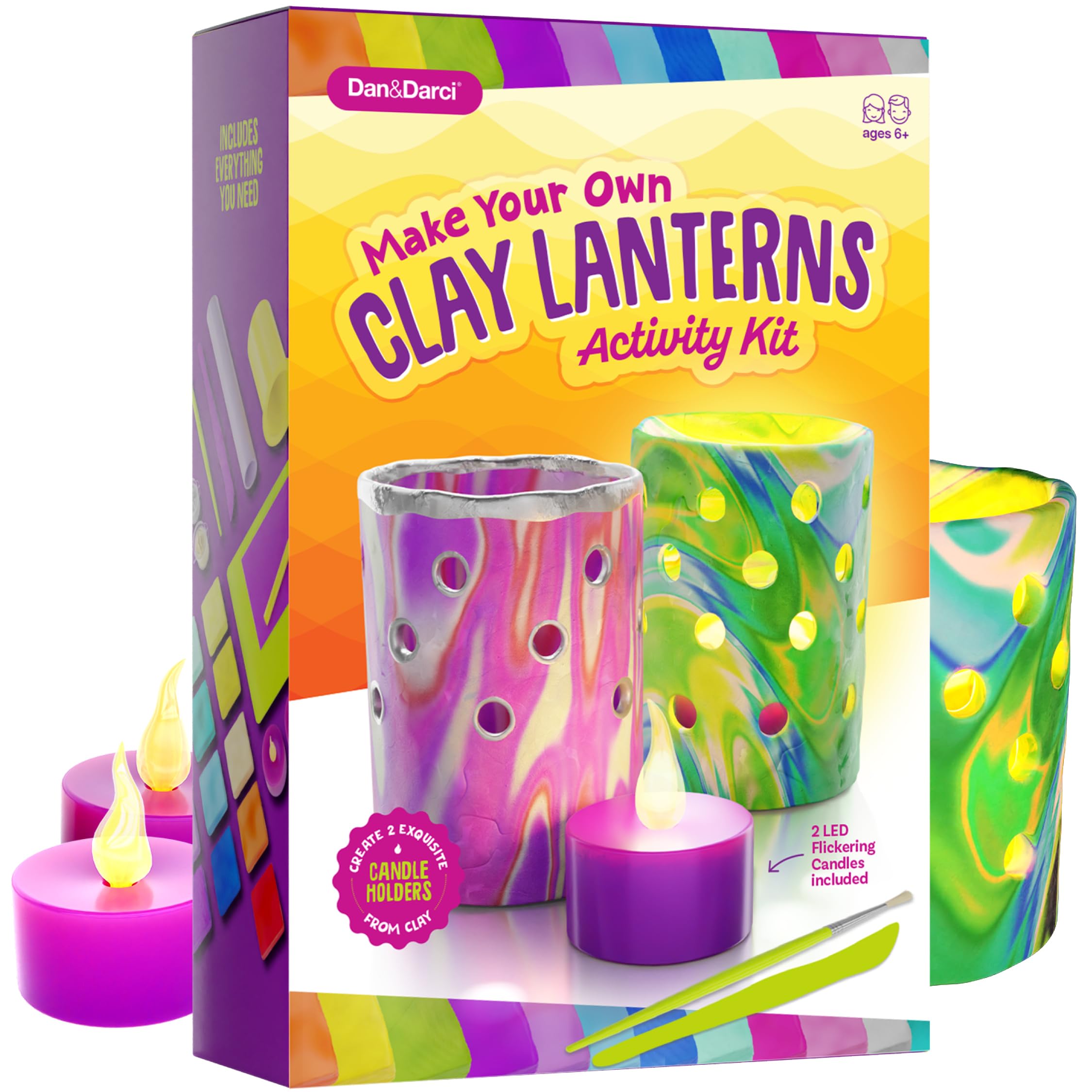 Light-up Clay Lanterns Making Kit Activity for Kids & Tween Girls Ages 8-14 Year Old - Best DIY Arts & Crafts Kits Easter Gifts - Creative Toys for Preteen & Teenagers Art Projects (Lanterns)