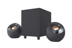 creative pebble plus 2.1 usb-powered desktop speakers with powerful down-firing subwoofer and far-field drivers, up to 8w rms total power for computer pcs and laptops (black)