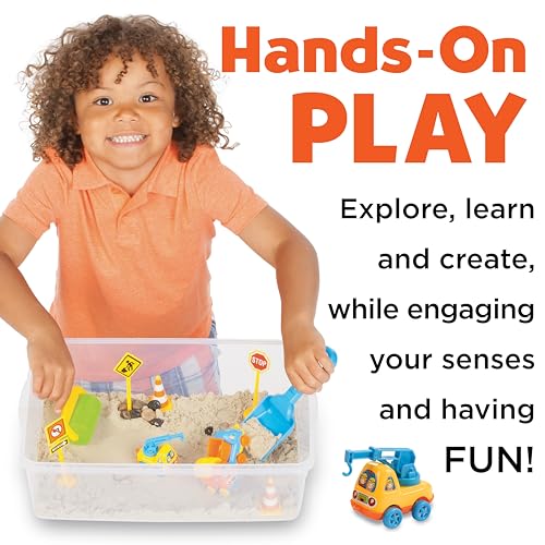 Creativity for Kids Sensory Bin: Construction Zone Playset - Preschool Learning Activities, Excavator Toys for Boys Ages 3-5+, Outdoor Toys and Gifts for Kids