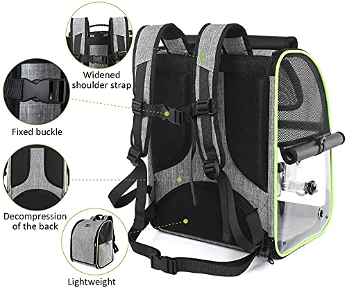 Pecute Bird Carrier Backpack, Parrots Bird Backpack with Visible Window, Adjustable Height Standing Perch, Feeding Cans, Waterproof Pads, Lightweight Foldable Birds Travel Cage for Hiking Camping