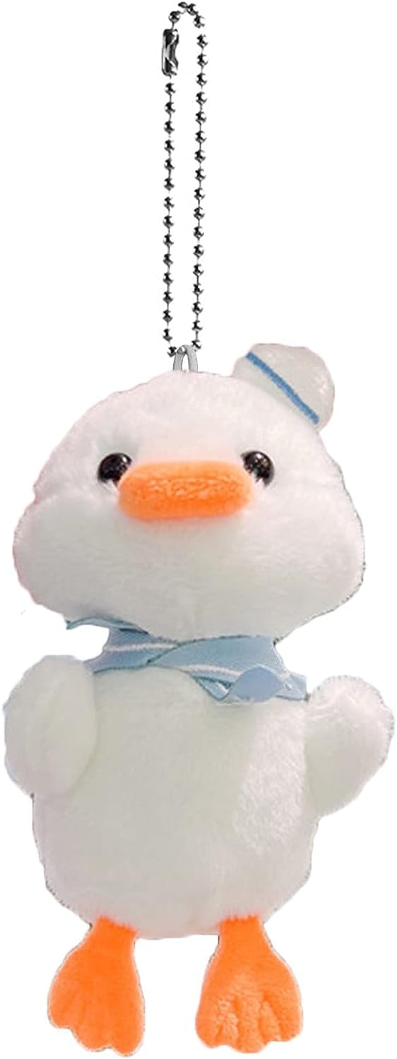 White 14cm Duck Plush Keychain,Soft Fully Filled Lovely Cartoon Animal Doll Hanging Ornament,Portable Stuffed Duck Doll Plush Key Backpack Pendant Kid Girl Gift Pendant Auto Decoration Auto Decoration