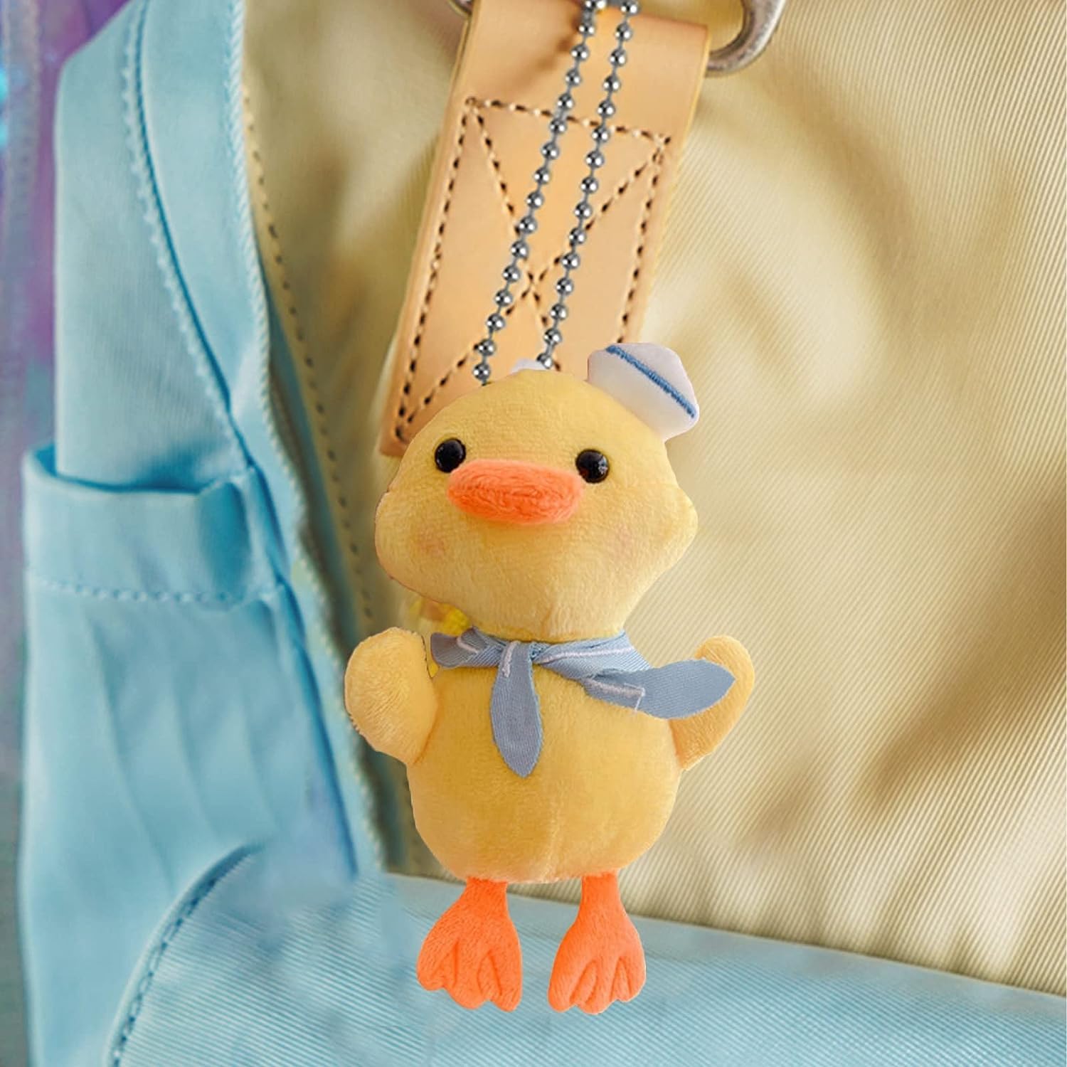 White 14cm Duck Plush Keychain,Soft Fully Filled Lovely Cartoon Animal Doll Hanging Ornament,Portable Stuffed Duck Doll Plush Key Backpack Pendant Kid Girl Gift Pendant Auto Decoration Auto Decoration