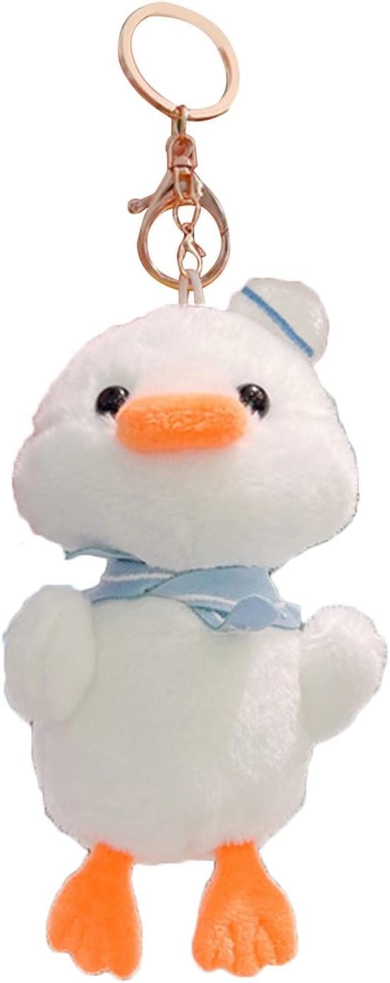 White 14cm Duck Plush Keychain,Soft Fully Filled Lovely Cartoon Animal Doll Hanging Ornament,Portable Stuffed Duck Doll Plush Key Backpack Pendant Kid Girl Gift Pendant Auto Decoration Auto Decoration