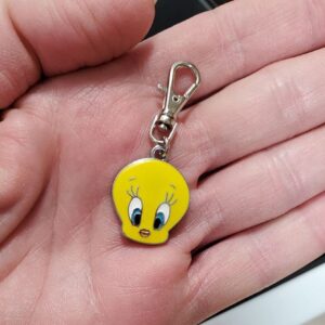 SMALL TWEETY BIRD LOONEY TUNES JEWELRY CHARM 3/4" ACROSS x 7/8" IN LENGTH FOR YOUR ZIPPER PULL PURSE WALLET BACKPACK OR SMALL DOG CAT PET COLLAR LEASH DIY ETC.