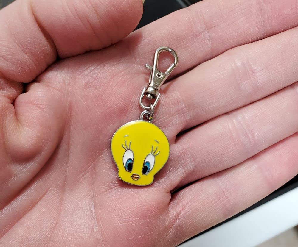 SMALL TWEETY BIRD LOONEY TUNES JEWELRY CHARM 3/4" ACROSS x 7/8" IN LENGTH FOR YOUR ZIPPER PULL PURSE WALLET BACKPACK OR SMALL DOG CAT PET COLLAR LEASH DIY ETC.