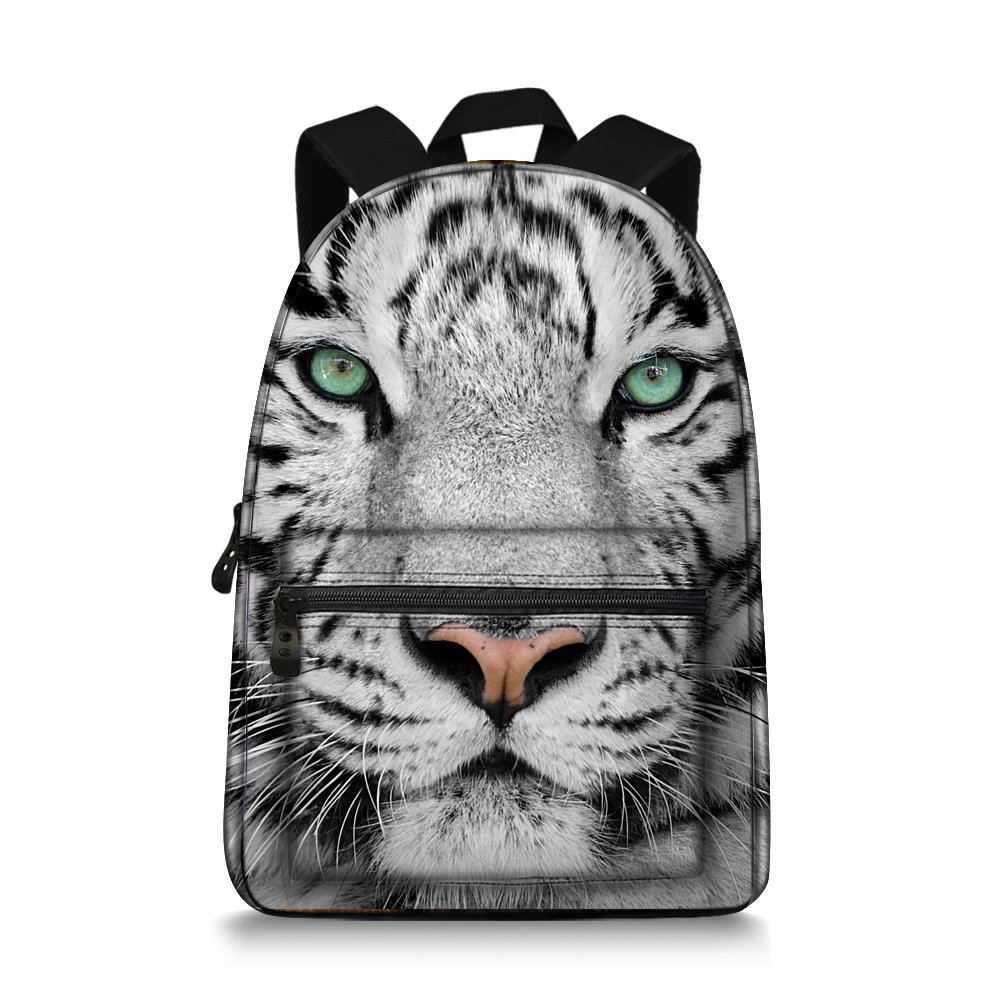 JeremySport Toddler Backpack Boys, 15 Inch Kids Backpack for Preschool,White Tiger