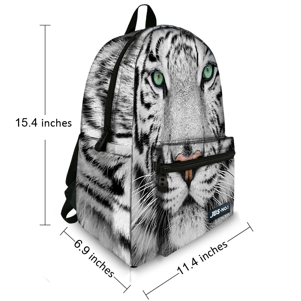 JeremySport Toddler Backpack Boys, 15 Inch Kids Backpack for Preschool,White Tiger