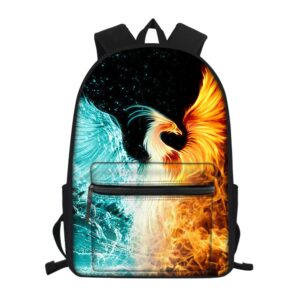 Amzbeauty Middle School Backpack Water Fire Phoenix Print Book Bags for Teen Boys Girls