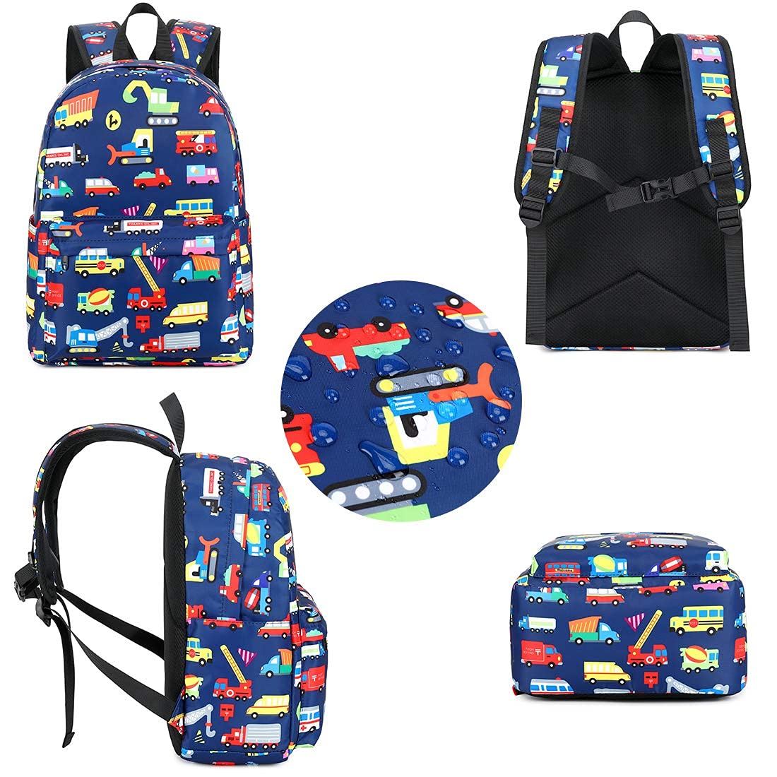 Bluboon Backpack for Kids Boys Preschool Kindergarten Backpack With Lunch Box School Bookbags (Navy Blue)