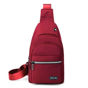 Seoky Rop Sling Bag Crossbody Backpack for Men Women Small Chest Shoulder Bag for Travel Hiking Daypack Red