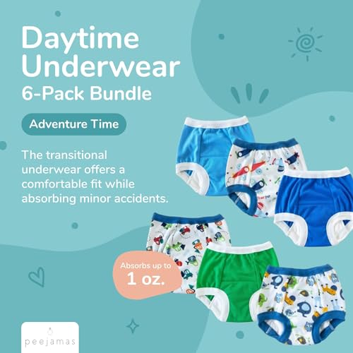 Peejamas Daytime Trainers - Comfortable Toddler Underwear for Potty Training - Diaper Replacement Training Pants for Toddlers - Easy-to-Clean Training Pants (6-Pack - Adventure Time - 4T)