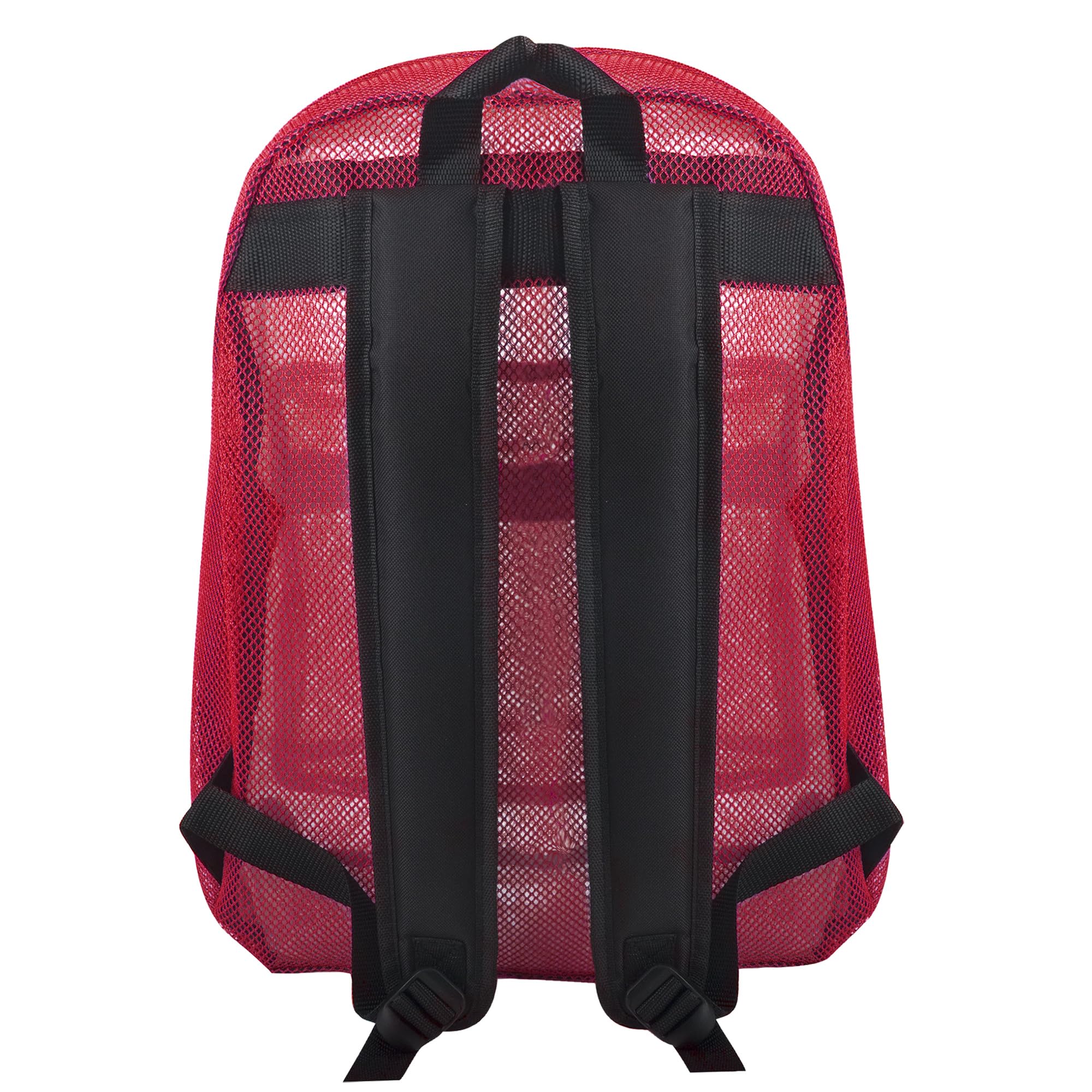 Transparent Mesh Backpacks for School Kids, Beach, Travel - Mesh See Through Backpack with Padded Straps (Red) Large