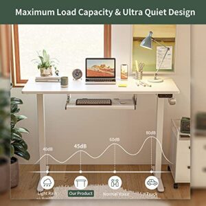 FEZIBO Standing Desk with Keyboard Tray, 48 × 24 Inches Electric Height Adjustable Desk, Sit Stand Up Desk, Computer Office Desk, White