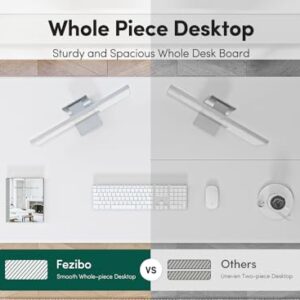 FEZIBO Standing Desk 4 Legs with Dual Motors, 63x29 Electric Standing Desk Adjustable Height with Strong stability, Stand up Desk with Whole-Piece Tabletop, White（2 Packeges）