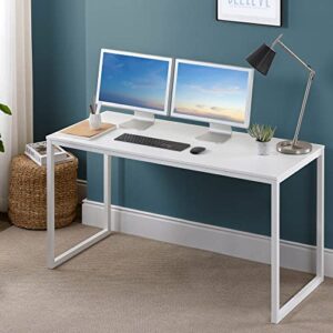 ZINUS Jennifer 55 Inch White Frame Desk / Computer Workstation / Office Desk / Easy Assembly, White