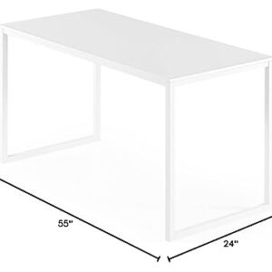 ZINUS Jennifer 55 Inch White Frame Desk / Computer Workstation / Office Desk / Easy Assembly, White