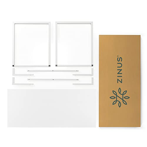 ZINUS Jennifer 55 Inch White Frame Desk / Computer Workstation / Office Desk / Easy Assembly, White