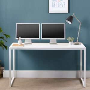 ZINUS Jennifer 55 Inch White Frame Desk / Computer Workstation / Office Desk / Easy Assembly, White