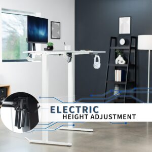 VIVO Electric Height Adjustable L-Shaped 47 x 47 inch Standing Desk, White Corner Table Top, White Frame, Stand Up Workstation, DESK-E1L94W