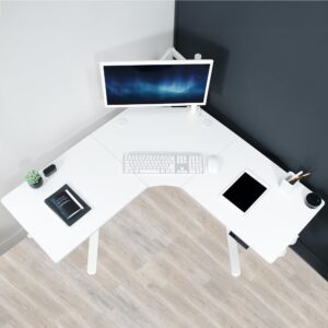 VIVO Electric Height Adjustable L-Shaped 47 x 47 inch Standing Desk, White Corner Table Top, White Frame, Stand Up Workstation, DESK-E1L94W