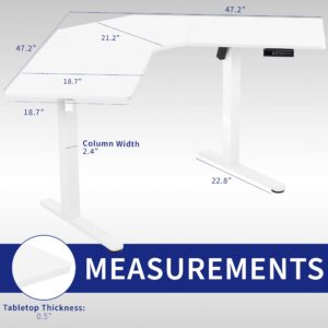 VIVO Electric Height Adjustable L-Shaped 47 x 47 inch Standing Desk, White Corner Table Top, White Frame, Stand Up Workstation, DESK-E1L94W