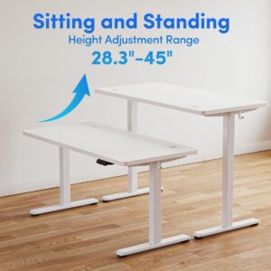 BANTI 63'' Standing Desk, Electric Stand up Height Adjustable Home Office Table, Sit Stand Desk with Splice Board, White