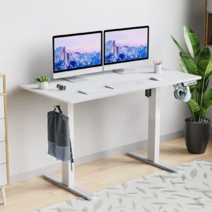 Sweetcrispy Electric Standing Desk, 48 x 24in Adjustable Height Electric Stand up Desk Standing Computer Desk Home Office Desk Ergonomic Workstation with 3 Memory Controller, White