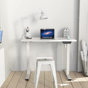 SHW Electric Height Adjustable Desk with Memory Preset, 40 x 24 Inches, White