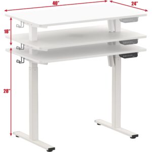 SHW Electric Height Adjustable Desk with Memory Preset, 40 x 24 Inches, White