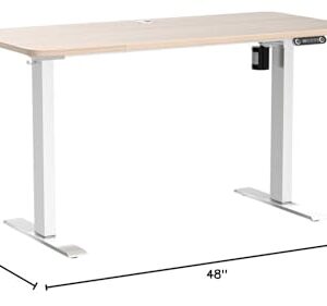 farexon Electric Standing Desk Adjustable Height, 48 x 24 inch Sit Stand Desk with Metal Hook, 4 Memory Heights, 27''-46'' Lifting Range Stand up Desk with Wheels(Oak Gray)