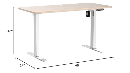 farexon Electric Standing Desk Adjustable Height, 48 x 24 inch Sit Stand Desk with Metal Hook, 4 Memory Heights, 27''-46'' Lifting Range Stand up Desk with Wheels(Oak Gray)