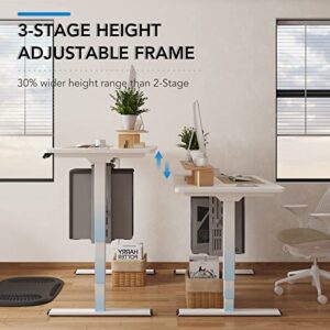 FLEXISPOT Pro 3 Stages Dual Motor Electric Standing Desk 48x30 Inches Whole-Piece Desk Board Height Adjustable Desk Electric Stand Up Desk Sit Stand Desk(White Frame + White Desktop)