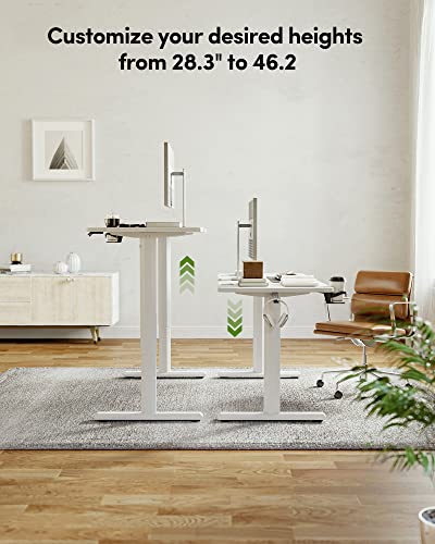 BANTI 55"x24" Standing Desk, Electric Stand up Height Adjustable Home Office Table, Sit Stand Desk with Splice Board, White Frame & White Top