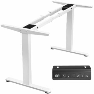 vivo electric stand up desk frame, diy workstation, frame only, dual motor ergonomic standing height adjustable base with memory controller, white, desk-e-200w