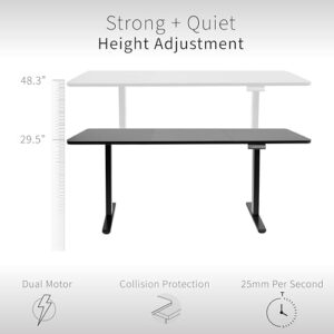 VIVO Electric Height Adjustable 71 x 30 inch Memory Stand Up Desk, Light Wood 30 inch Deep Table Top, White Dual Motor Frame, Preset Controller, E2B Series, DESK-KIT-E2W7C