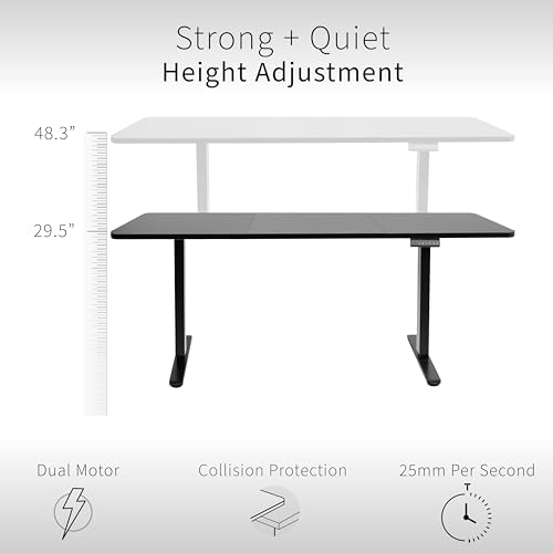 VIVO Electric Height Adjustable 71 x 30 inch Memory Stand Up Desk, Light Wood 30 inch Deep Table Top, White Dual Motor Frame, Preset Controller, E2B Series, DESK-KIT-E2W7C