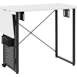 Sew Ready Pivot Swingout Storage Panel Sewing Table, Graphite/White