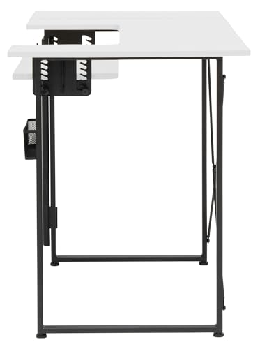 Sew Ready Pivot Swingout Storage Panel Sewing Table, Graphite/White