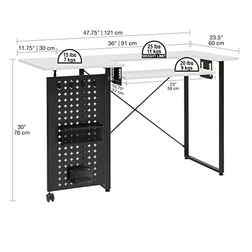 Sew Ready Pivot Swingout Storage Panel Sewing Table, Graphite/White