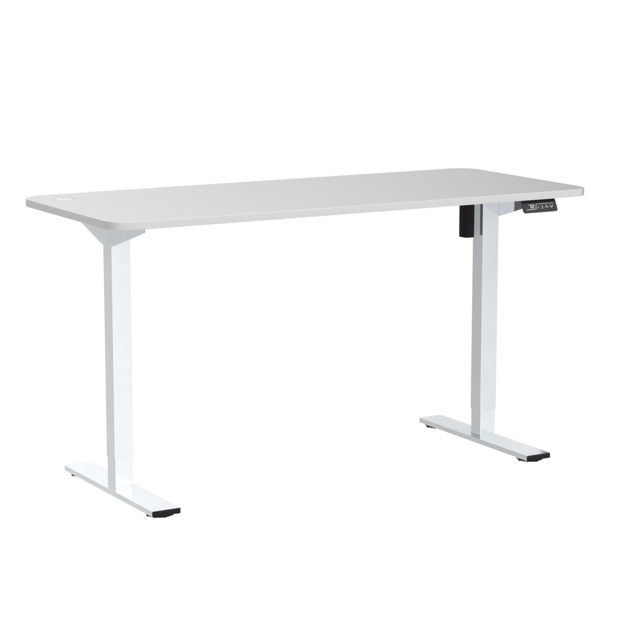 Furmax Electric Height Adjustable Standing Desk Large 55 x 24 Inches Sit Stand up Desk Home Office Computer Desk Memory Preset with T-Shaped Metal Bracket, White