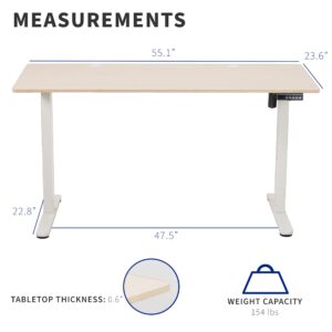 VIVO Electric 55 x 24 inch Stand Up Desk, Complete Height Adjustable Standing Home & Office Workstation with Memory Controller, Light Wood Top, White Frame, DESK-E155TC