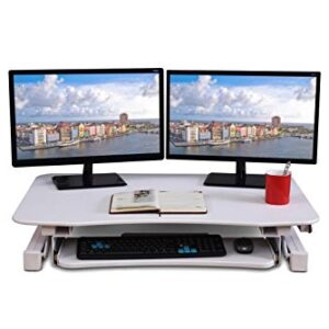 ApexDesk ZT Series Height Adjustable Sit to Stand Electric Desk Converter, 2-Tier Design with Large 36x24 Upper Work Surface and Lower Keyboard Tray Deck (Electric Riser, White)