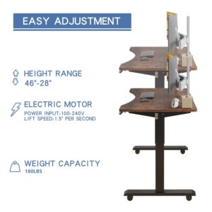 bilbil Electric Standing Desk 55 x 30 Inches, Height Adjustable Sit Stand Desk with Splice Board, Casters with Brake, Black Frame/Rustic Brown Top