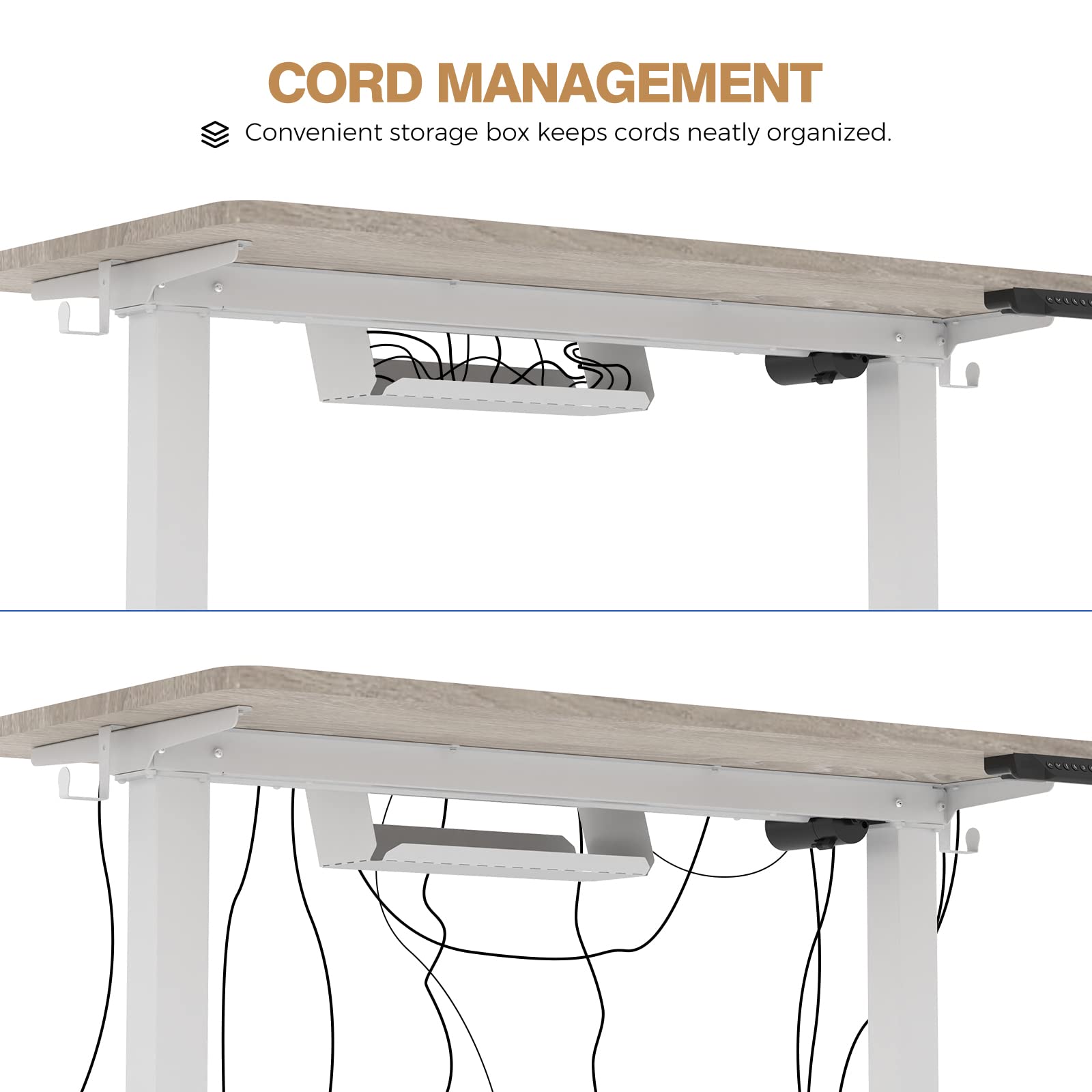 SANODESK Standing Desk Adjustable Height, 48x24 Inch Electric Standing Desk with Headphone Hook, Stand up Desk for Home Office Computer Desk，Handset with 4 Memory Presets and Charging Ports