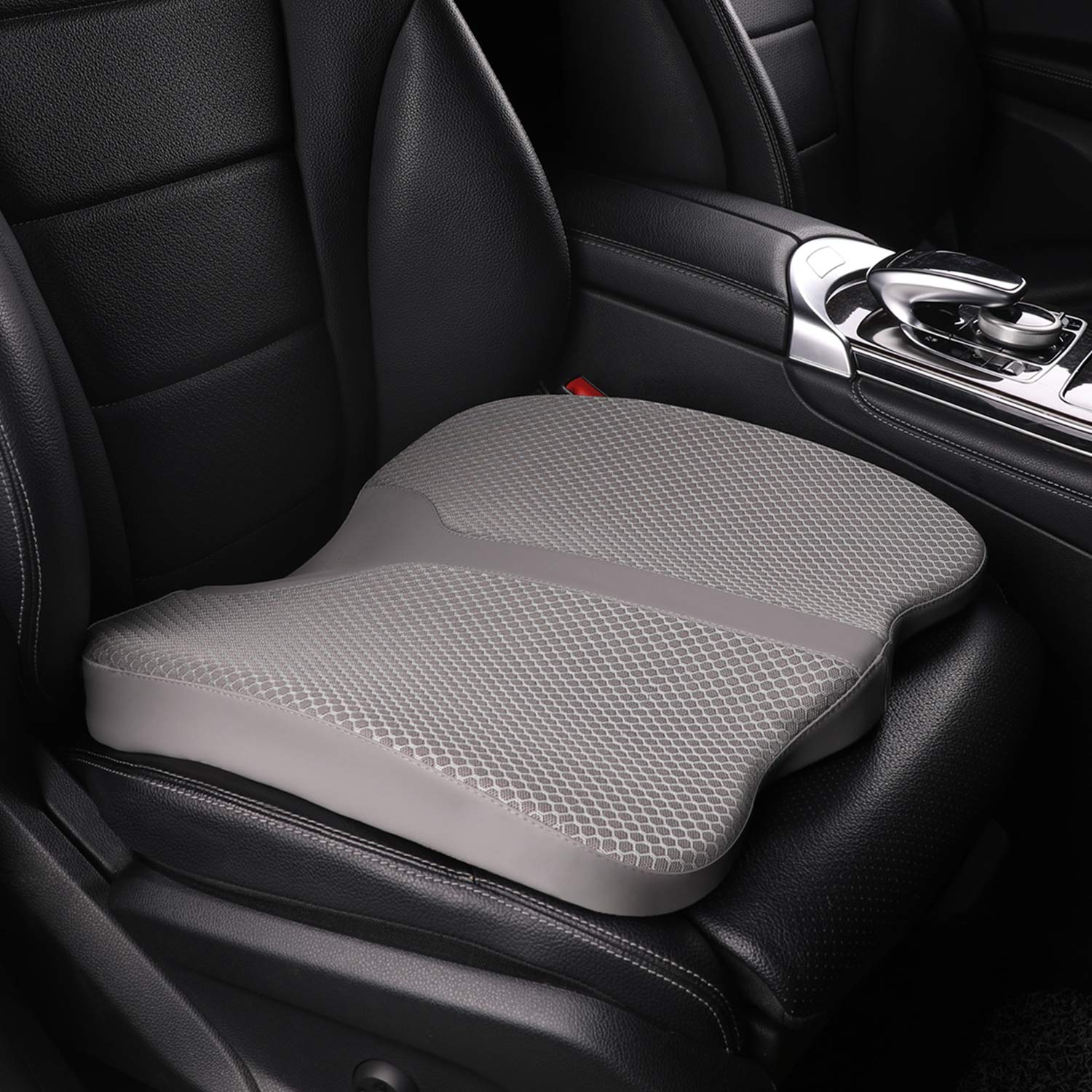 LARROUS Car Seat Cushion - Comfort Memory Foam Seat Cushion for Car Seat Driver, Tailbone (Coccyx) Pain Relief, Car Seat Cushions for Driving (Gray)