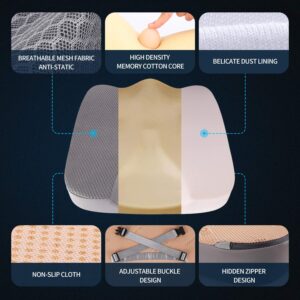 LARROUS Car Seat Cushion - Comfort Memory Foam Seat Cushion for Car Seat Driver, Tailbone (Coccyx) Pain Relief, Car Seat Cushions for Driving (Gray)