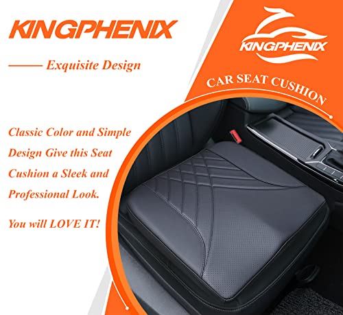 kingphenix Premium Car Seat Cushion, Memory Foam Driver Seat Cushion to Improve Driving View- Coccyx & Lower Back Pain Relief - Seat Cushion for Car, Truck, Office Chair (Black)