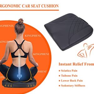 kingphenix Premium Car Seat Cushion, Memory Foam Driver Seat Cushion to Improve Driving View- Coccyx & Lower Back Pain Relief - Seat Cushion for Car, Truck, Office Chair (Black)